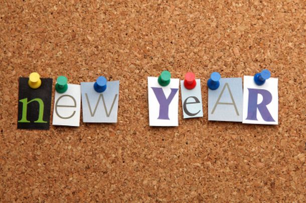 New year pinned on noticeboard